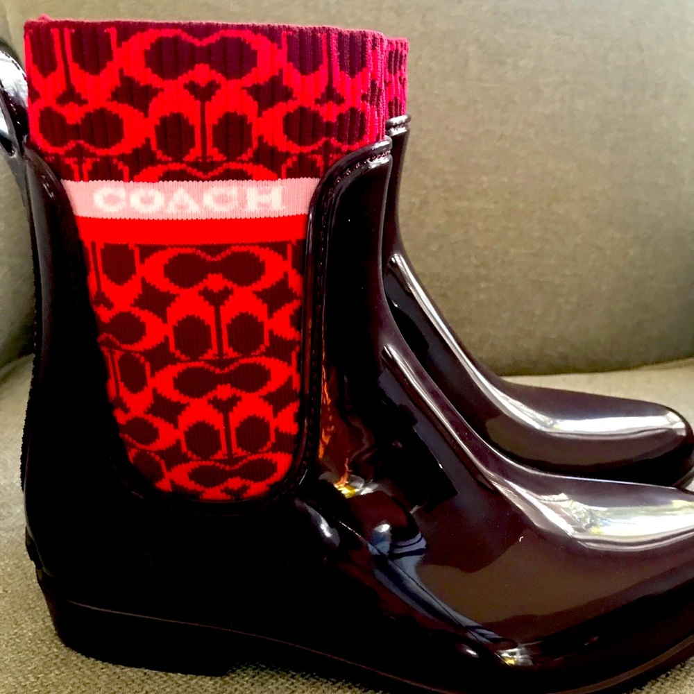 Size 9 COACH Rain-boots-NEVER WORN